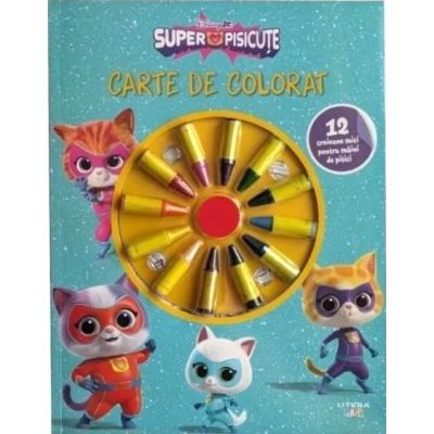 Disney Superpisicute. Carte de colorat. 12 creioane mici pentru maini de pitici