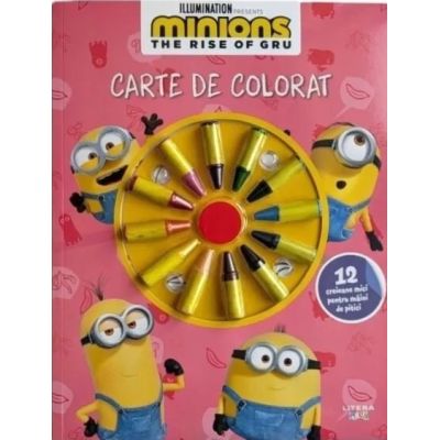 Minions. The Rise of Gru. Carte de colorat. 12 creioane mici pentru maini de pitici