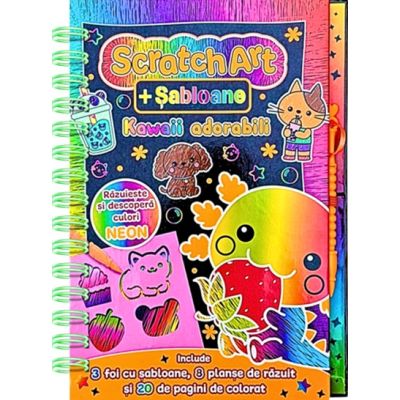 Kawaii adorabili. Scratch art + sabloane